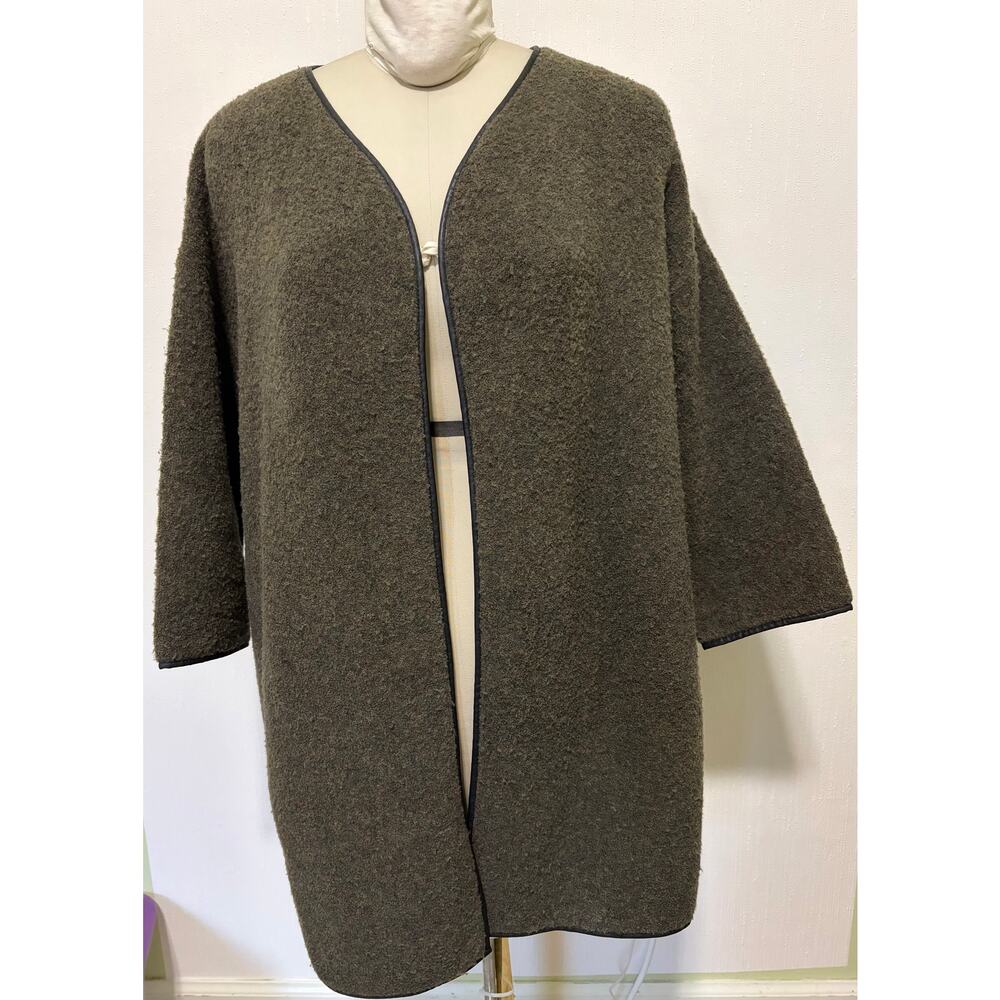 Margaret O’Leary Boucle Tectured Wool Blend Open Cardigan Duster Size Medium